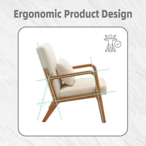 Modern Accent Chair - Solid Wood Lounge Armchair with Padded Seat
