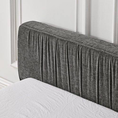 Grey Chenille Upholstered Queen Platform Bed