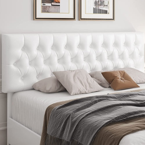 White Queen Upholstered Storage Bed with Under-Bed Drawers