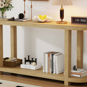 Modern Minimalist Ash Veneer Entryway Table with Streamlined Desktop