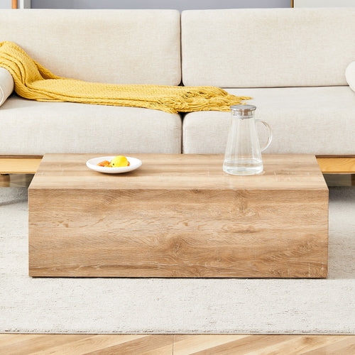 Modern Coffee Table - Light Wood Texture MDF Construction
