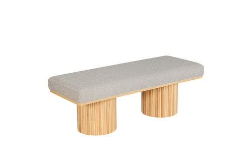 Upholstered Bench with Chunky Legs Light Grey Boucle Fabric