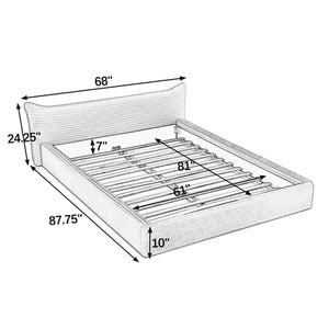 Modern Queen Size Upholstered Platform Bed Frame with Curved Headboard