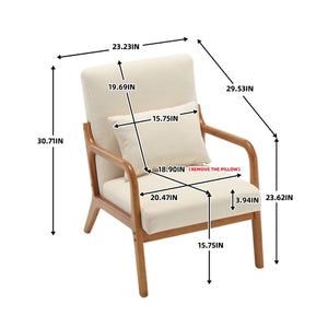 Modern Accent Chair - Solid Wood Lounge Armchair with Padded Seat
