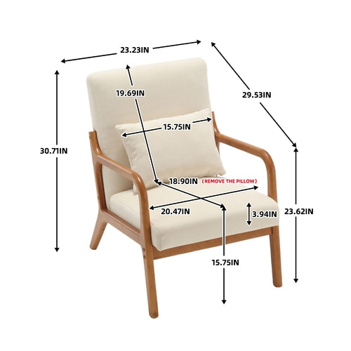 Modern Accent Chair - Solid Wood Lounge Armchair with Padded Seat