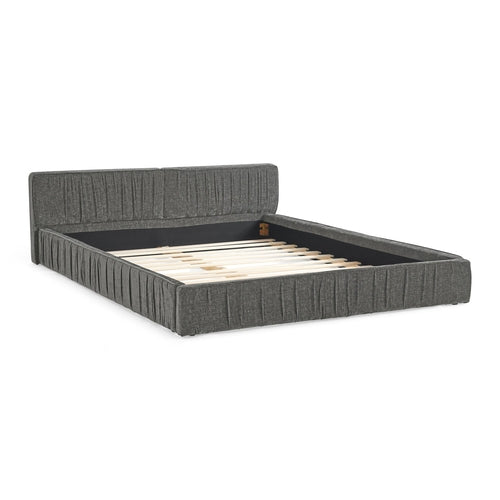 Grey Chenille Upholstered Queen Platform Bed