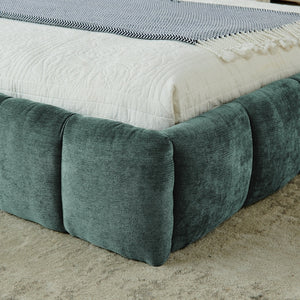 California King size Upholstered Bed Frame - Thick Chenille Fabric, Modern Platform Bed