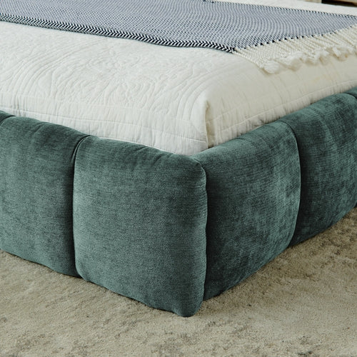 California King size Upholstered Bed Frame - Thick Chenille Fabric, Modern Platform Bed