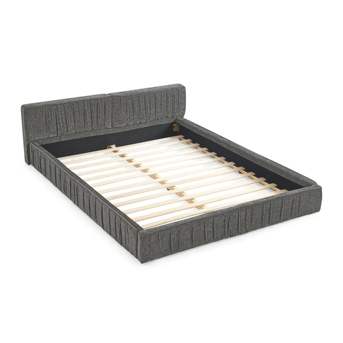Grey Chenille Upholstered Queen Platform Bed