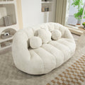 White Tufted High-Back Bean Bag Sofa