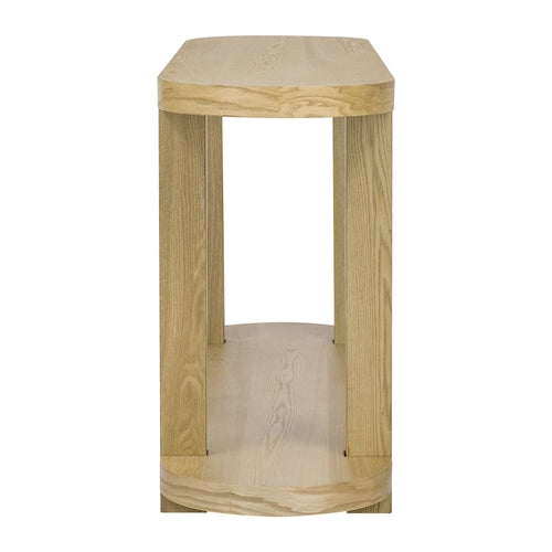 63-Inch Natural Ash Veneer Console Table with Lower Shelf