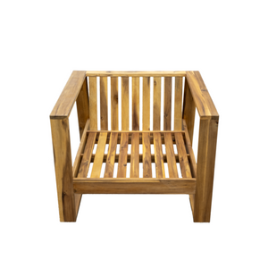 Acacia Wood Outdoor Lounge Set - Chair & Ottoman for Patios
