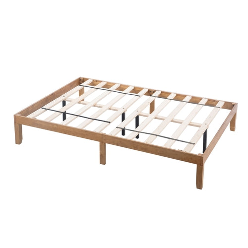 Natural Solid Wood Queen Platform Bed Frame
