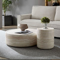 Set of 2 Round Faux-Marble Coffee and Side Tables