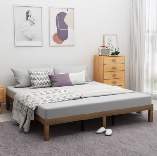 Natural Solid Wood Queen Platform Bed Frame