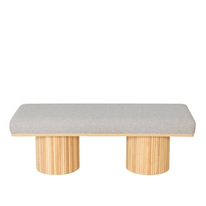 Upholstered Bench with Chunky Legs Light Grey Boucle Fabric