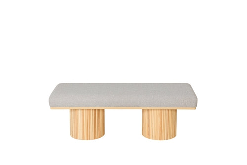 Upholstered Bench with Chunky Legs Light Grey Boucle Fabric