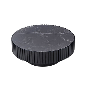 35-Inch Nesting Round Sintered Stone Coffee Table - Modern Drum Design