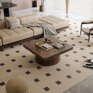 34.6'' Square Coffee Table for Living Room, Modern Wood Veneer Top