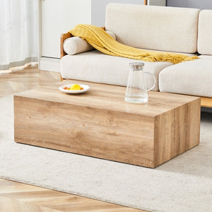 Modern Coffee Table - Light Wood Texture MDF Construction