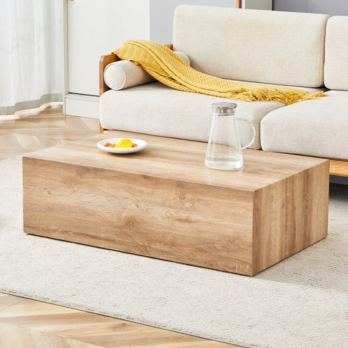 Modern Coffee Table - Light Wood Texture MDF Construction