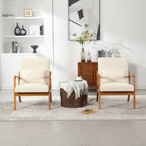 Modern Accent Chair - Solid Wood Lounge Armchair with Padded Seat