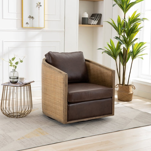 Swivel Barrel Chair - Comfy Round Accent Chair for Living Room