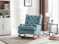 Blue Upholstered Nursery Rocking Chair with High Back