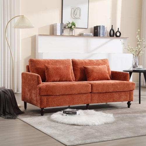 Mid Century Modern Chenille Loveseat - 2-Seat Upholstered Sofa