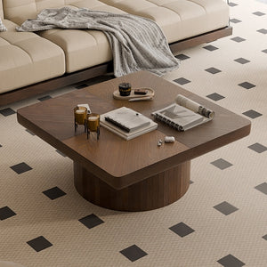 34.6'' Square Coffee Table for Living Room, Modern Wood Veneer Top