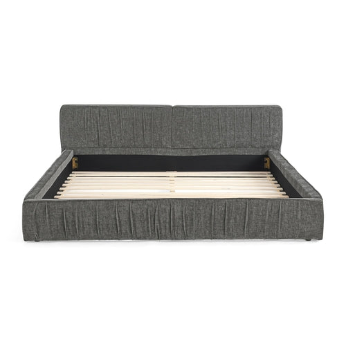 Grey Chenille Upholstered Queen Platform Bed