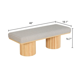 Upholstered Bench with Chunky Legs Light Grey Boucle Fabric