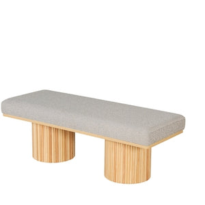 Upholstered Bench with Chunky Legs Light Grey Boucle Fabric