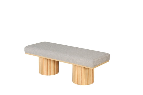 Upholstered Bench with Chunky Legs Light Grey Boucle Fabric