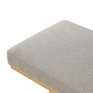 Upholstered Bench with Chunky Legs Light Grey Boucle Fabric