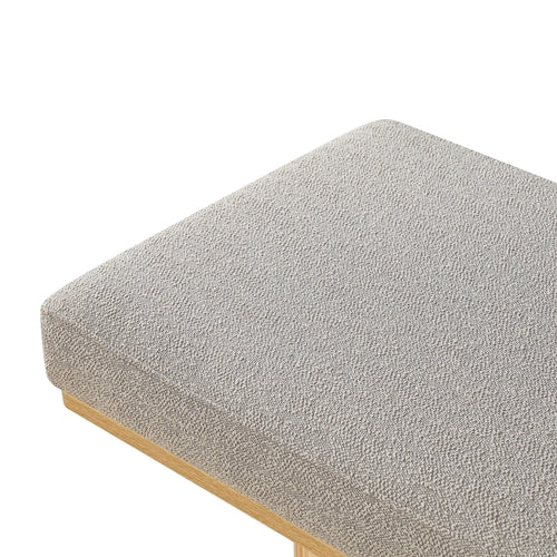 Upholstered Bench with Chunky Legs Light Grey Boucle Fabric