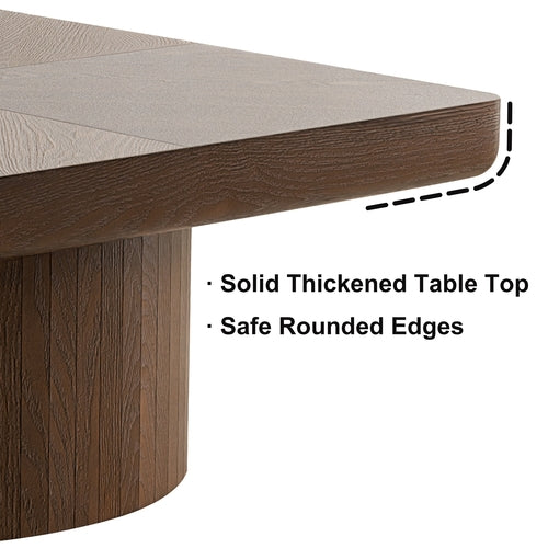 34.6-Inch Square Wood Veneer Coffee Table – Brown Finish