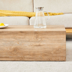 Modern Coffee Table - Light Wood Texture MDF Construction