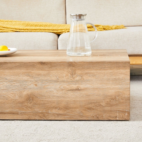 Modern Coffee Table - Light Wood Texture MDF Construction