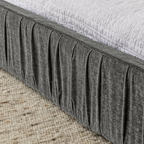 Grey Chenille Upholstered Queen Platform Bed