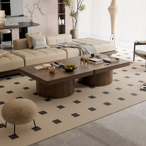 34.6'' Square Coffee Table for Living Room, Modern Wood Veneer Top