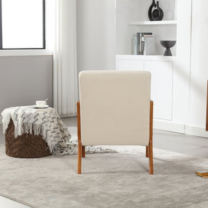 Modern Accent Chair - Solid Wood Lounge Armchair with Padded Seat