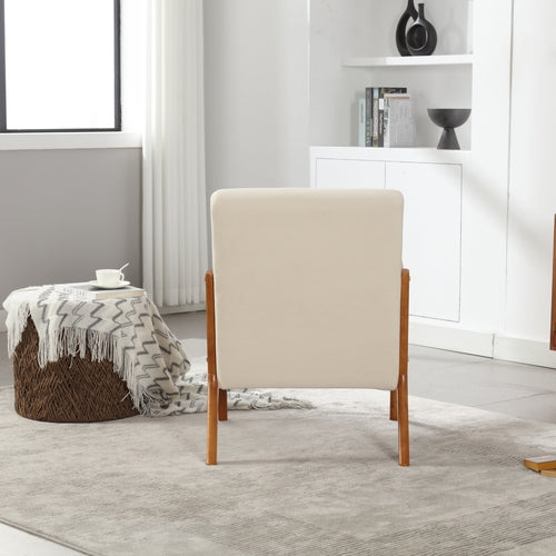 Modern Accent Chair - Solid Wood Lounge Armchair with Padded Seat