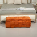 Orange Upholstered Storage Ottoman Bench with Lift-Top Lid