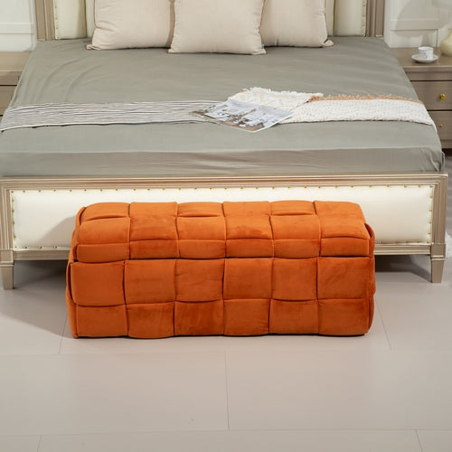 Storage Ottoman - Upholstered Fabric Bedroom End Bench
