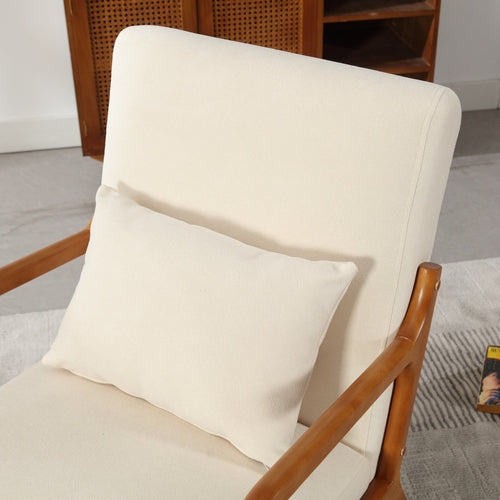Modern Accent Chair - Solid Wood Lounge Armchair with Padded Seat