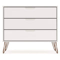 Off-White 3-Drawer Dresser with Gold Hairpin Legs