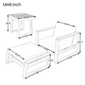 Acacia Wood Outdoor Lounge Set - Chair & Ottoman for Patios