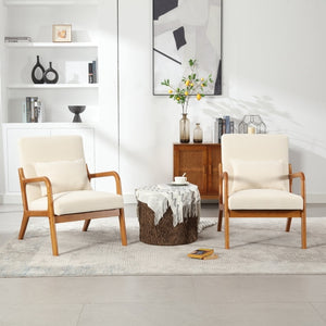 Modern Accent Chair - Solid Wood Lounge Armchair with Padded Seat