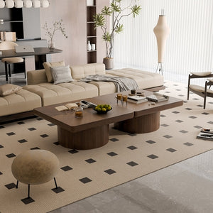 34.6'' Square Coffee Table for Living Room, Modern Wood Veneer Top